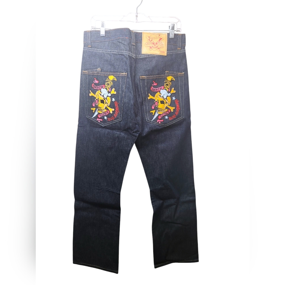 Mens 2010s ed Hardy Christian Audigier size 32 death or glory skull embr…